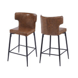 Christopher Knight Home® - Noble House - - 28Inch Counter Height Bar Stools Set Of 2, Modern Bar Upholstered Chairs With Pu Leather, Metal Footrest And Frame For Kitchen Island, Bar Table, Dining Room, Brown