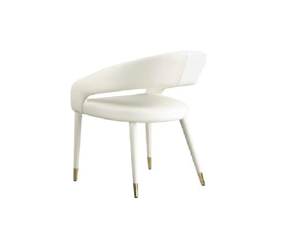 English Elm Modern Faux Leather Dining Chairs Set of 2 Curved Back Gold Tipped Wooden Legs Cream B011P439067