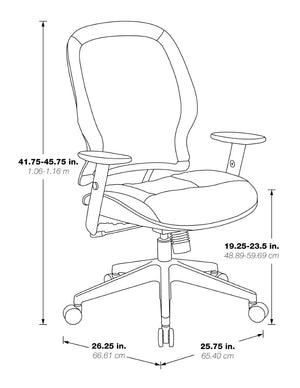 OSP Home Furnishings Dark Air Grid Back Manager Chair with Lumbar Support and Antimicrobial Seat Fabric 5790D-R107