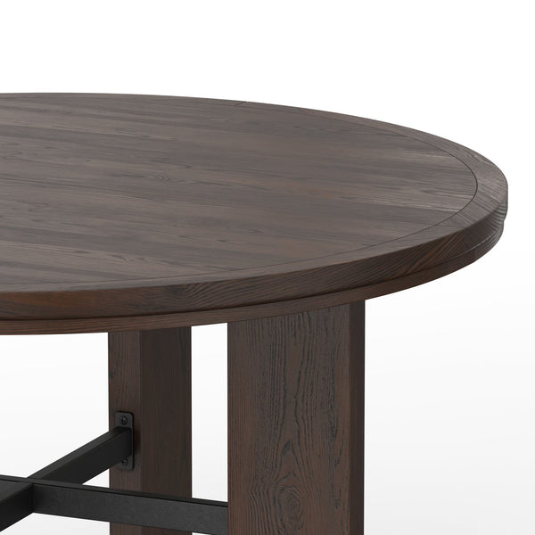 English Elm Gorman Round Walnut Dining Game Table Reversible Top Scandinavian Angled Legs B050P412221