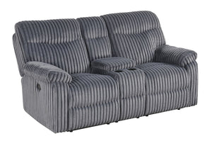 English Elm Comfy Velvet Reclining Loveseat with Chaise Cushioning and Console for Media Rooms B078P473037