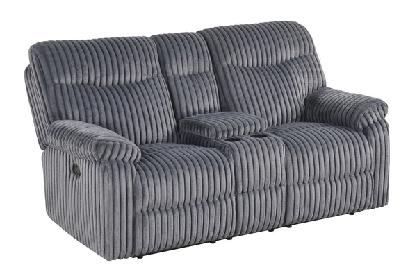 English Elm Comfy Velvet Reclining Loveseat with Chaise Cushioning and Console for Media Rooms B078P473037