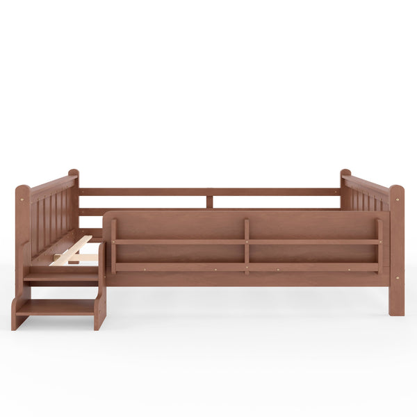 English Elm Queen Bunk Bed with Trundle Solid Pine Kids Car Themed Frame Built-in Bookshelf Natural W1580S00537