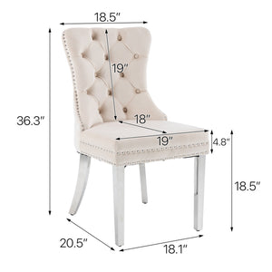 English Elm Hengming Tufted Wingback Velvet Dining Chairs Nailhead Trim Formal Set of 2 W212P465070