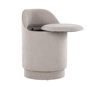 English Elm 18" Tufted Velvet Vanity Stool with 360 Swivel Base and Hidden Storage Compartment Grey B202P471495