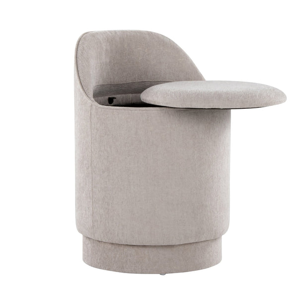 English Elm 18" Tufted Velvet Vanity Stool with 360 Swivel Base and Hidden Storage Compartment Grey B202P471495