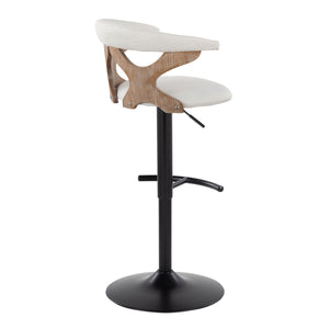 English Elm Contemporary Swivel Barstools with Cut-out Back Faux Leather Seat and Wood Accents Set Cream B202S00860