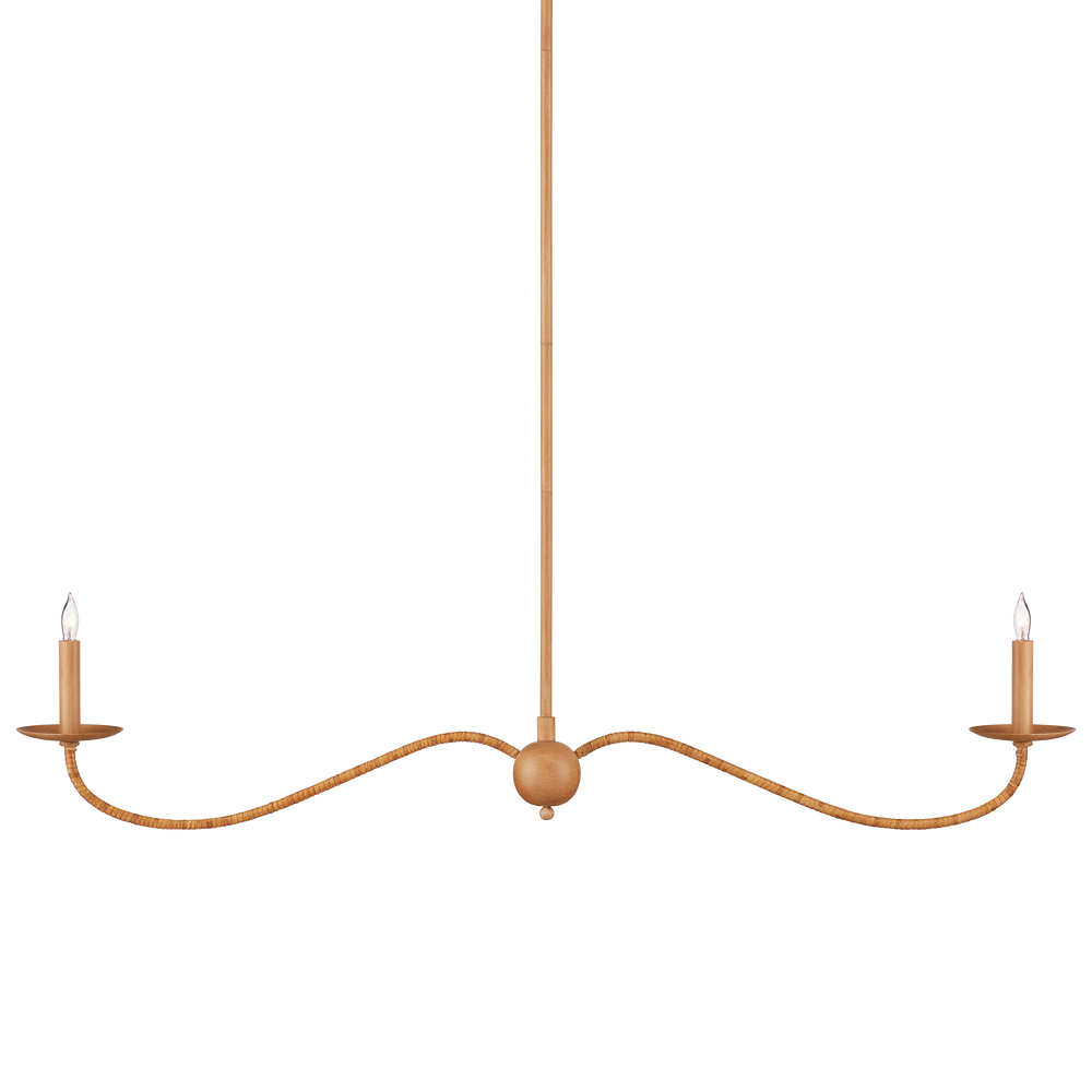 Saxon Rattan Linear Chandelier: Elegant Modern Lighting for Kitchen Islands & Coastal Chic Decor