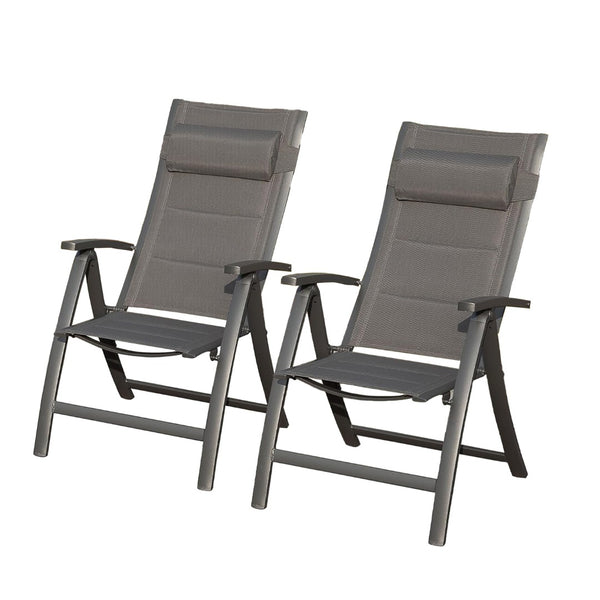 English Elm Patio Folding Chairs Set Of 2 - Lightweight, Ergonomic, Padded Textilene For Ultimate Outdoor Comfort W1859P321619-GIGA