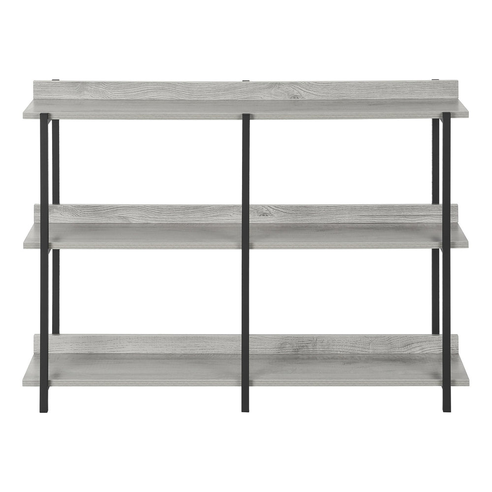 English Elm Accent Console Table: Sleek Grey Laminate & Black Metal, Perfect For Narrow Spaces & Modern Decor B2710P218988