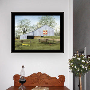 English Elm "tulip Quilt Block Barn" Billy Jacobs Farmhouse Framed Wall Art Ready to Hang B06785221