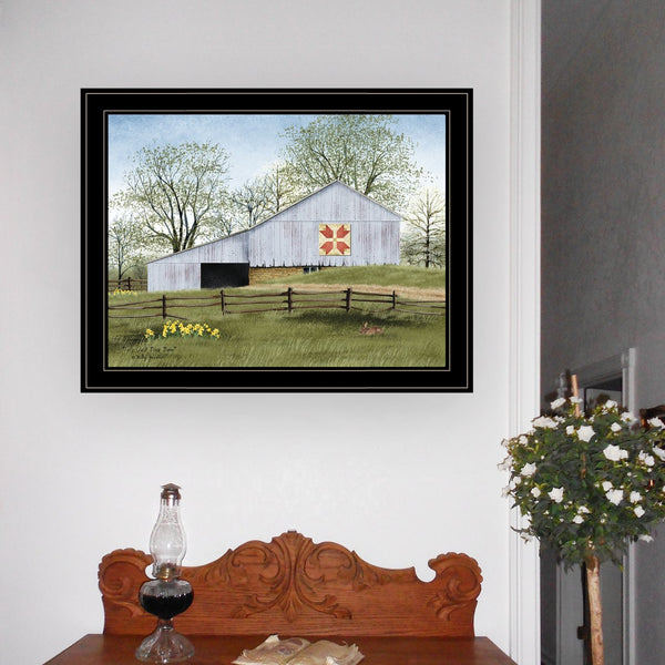 English Elm "tulip Quilt Block Barn" Billy Jacobs Farmhouse Framed Wall Art Ready to Hang B06785221