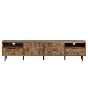 English Elm Mid Century Modern Tv Stand 79 Inch Wood Tone Console with Drawers for Living Room N710P401530P