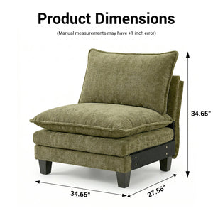English Elm Modern Chenille Three Seat Sofa with Ottoman Usb Charging Ports and Storage Pockets Green W2519S00005