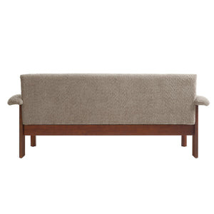 English Elm Modern Berber Fleece 2 Seat Loveseat Rubberwood Base Plush Armrest Couch for Apartments Brown N763S000050D