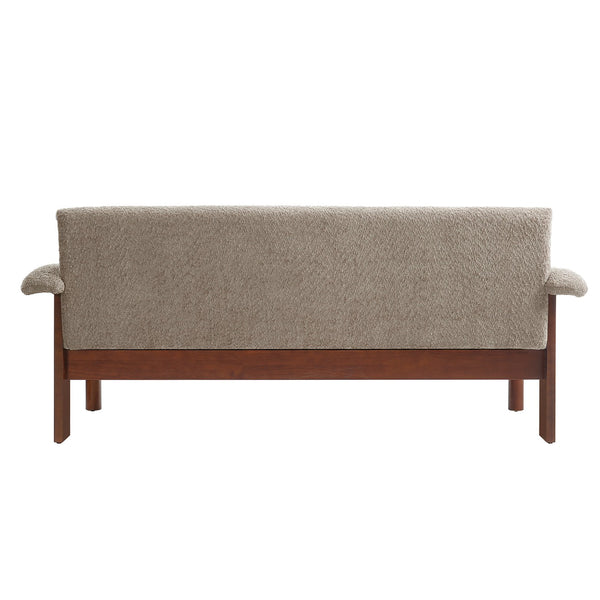 English Elm Modern Berber Fleece 2 Seat Loveseat Rubberwood Base Plush Armrest Couch for Apartments Brown N763S000050D