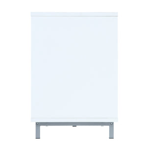 English Elm Brighton 60" TV Stand with 7 Shelves & Tempered Glass Dividers, Cable Management, Sleek Design White B365P398322