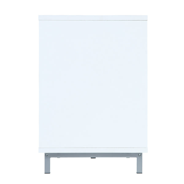 English Elm Brighton 60" TV Stand with 7 Shelves & Tempered Glass Dividers, Cable Management, Sleek Design White B365P398322