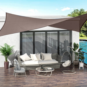 English Elm Outsunny 13' X 20' Uv-Blocking Sun Shade Sail Canopy For Patios, Decks & Yards - Brown With D-Rings W2225P217699-GIGA