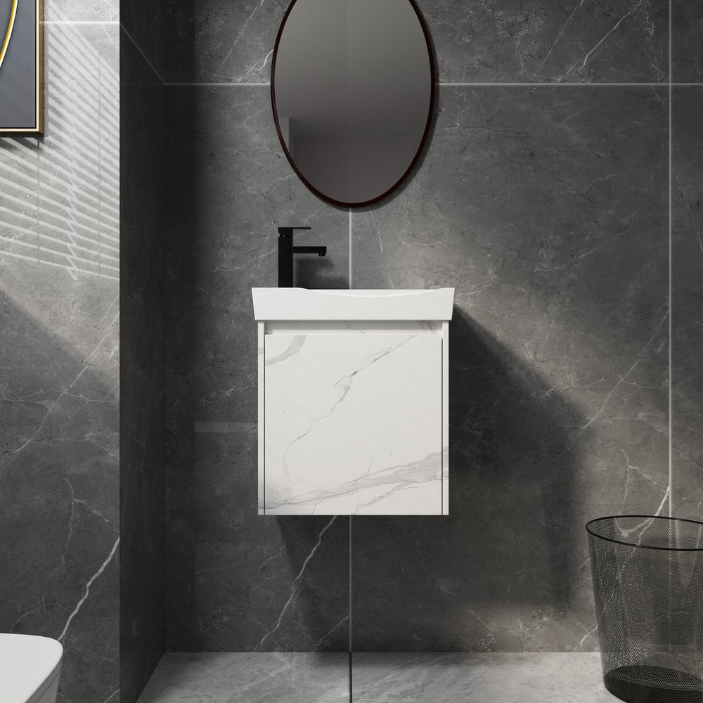 English Elm 20" Wall-Mounted Bathroom Vanity With Ceramic Sink, Stylish Storage & Minimalist White Finish W1972P196393