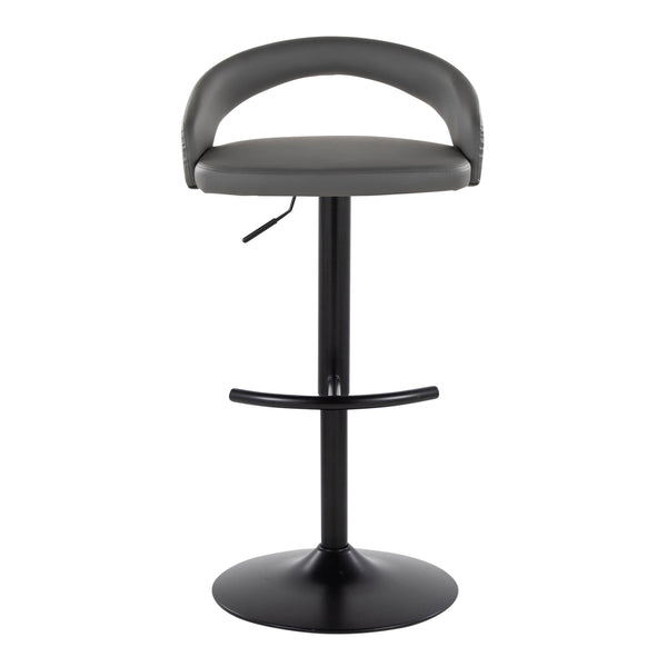 English Elm Adjustable Swivel Barstools Grey Faux Leather Seat Black Metal Base Set of 2 B202S01983