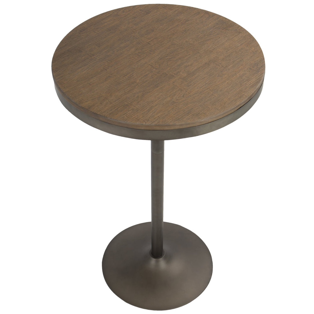 English Elm Adjustable Height Bamboo Pub Dining Table Industrial Rustic Metal Base Compact B202P223294