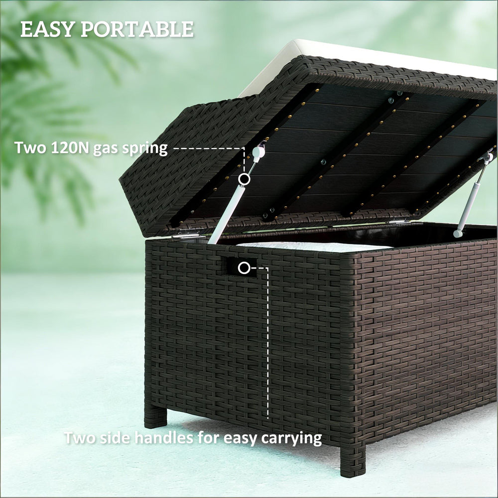 English Elm Storage Bench Outdoor Wicker Pe Rattan Patio Seat with 34 Gallon Cushioned Lid T3971P444632