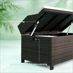 English Elm Storage Bench Outdoor Wicker Pe Rattan Patio Seat with 34 Gallon Cushioned Lid T3971P444632