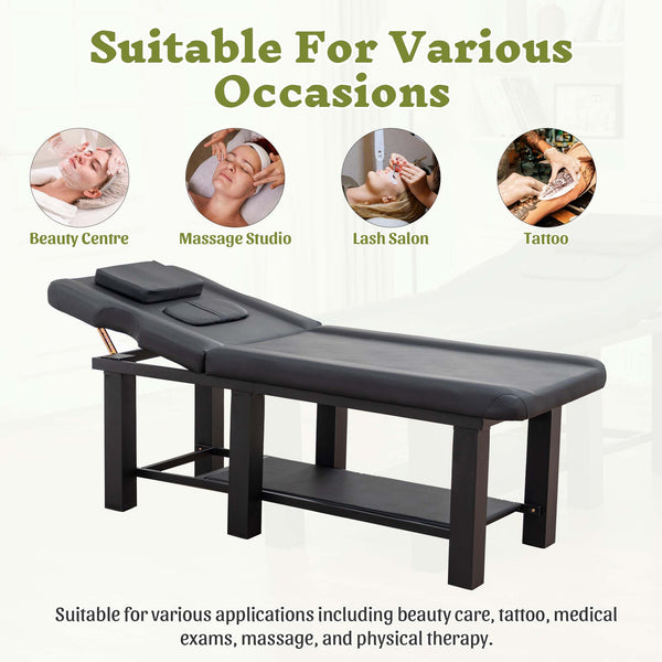 English Elm Spa Salon Massage Table Steel Frame Pu Leather Adjustable Backrest Bottom Shelf Storage W1422P382933