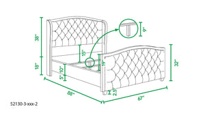 English Elm Jennifer Taylor Home - Marcella Upholstered Shelter Headboard Bed Set - Queen Size In Elegant Silver Grey Polyester Finish B2719P238216