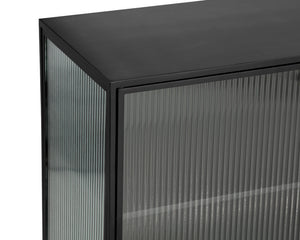 Sunpan Parsons Sideboard: Timeless Mid-Century Modern Design with Fluted Glass Doors and Matte Black Frame Large - 71W x 15D x 30H
