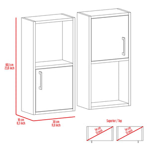 English Elm Oba Wall-Mounted 2-Pc Bathroom Medicine Cabinet in White — Compact 23.7"H, 4 Shelves, Engineered Wood B070P188845