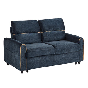 English Elm Swivel Barrel Accent Chair Chenille Tufted Round Club Seat for Living Room Lounge Blue N719S002330C