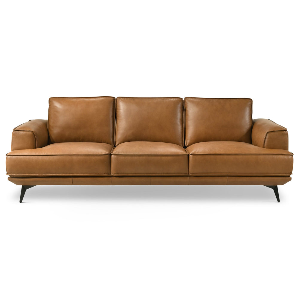 English Elm Knox Top-grain Leather Three Seat Sofa Mid-century Modern Living Room Couch B183P423292