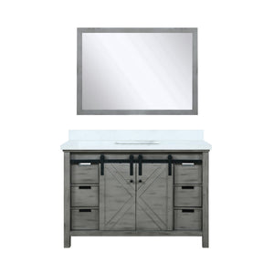 English Elm Ash Grey 48 in. Bath Vanity with Cultured Marble Top, Soft-Close Drawers, Mirror & Ample Storage B2731S00800