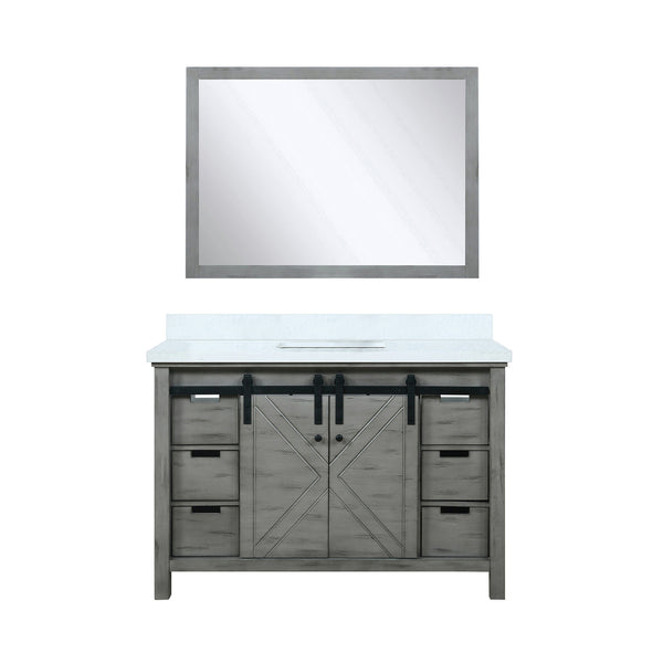 English Elm Ash Grey 48 in. Bath Vanity with Cultured Marble Top, Soft-Close Drawers, Mirror & Ample Storage B2731S00800