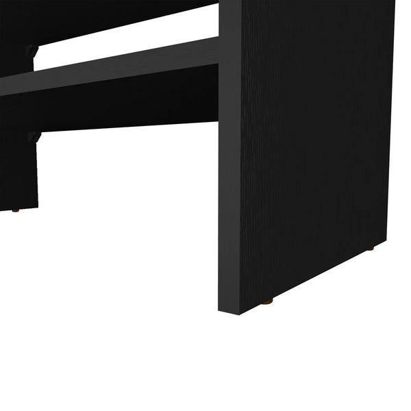 English Elm Wenge 2-Shelf Shoe Rack — Sleek Black Melamine Organizer for Bedroom, Durable Compact Display (28.3"W) B062P230637