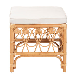 English Elm Modern Rattan Woven Square Footstool Openwork Boho Accent for Living Spaces B2750P467698