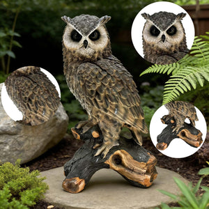 English Elm 18.98" Resin Owl Statue Hand-painted Weatherproof Garden Patio Sculptural Decor W5709P462778