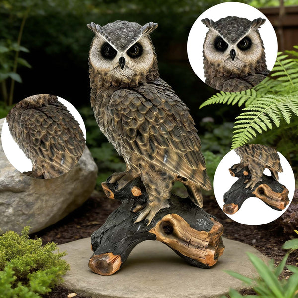English Elm 18.98" Resin Owl Statue Hand-painted Weatherproof Garden Patio Sculptural Decor W5709P462778