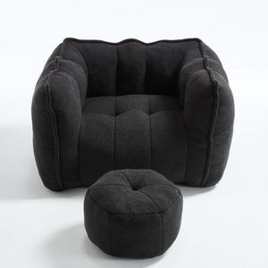 English Elm Soft Bean Bag Chair Set With Footstool For Gaming & Relaxation - Cozy, Durable & Space-Saving Design W1996P309482-GIGA