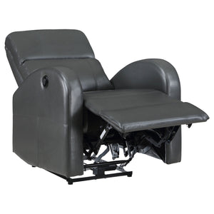 English Elm Meglia Grey Power Recliner Chair with Faux Leather Upholstery, Button Controls & Rounded Arms for Modern Comfort B062P299795