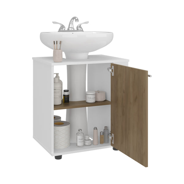 English Elm Phillips Oak Under-Sink Cabinet with Cut-Out Back for Pipes, Double-Door Freestanding Storage Unit B070P368090