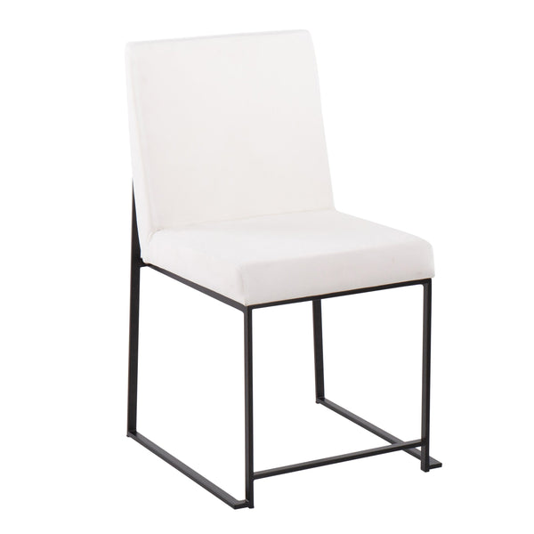 English Elm High Back Fuji Dining Chair Set - Modern Black Steel Frame & Luxurious White Velvet Comfort For Any Space B202P223554