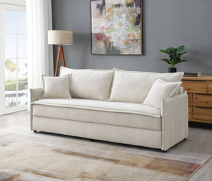 English Elm Elisea Beige Fabric Sleeper Sectional Sofa with Storage, Pocket Coil Seats, Removable Covers, Full B2726S00129