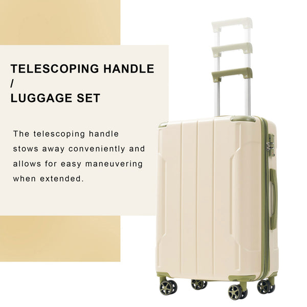English Elm Hardshell Abs Checked Suitcase with 360 Spinner Wheels Expandable Tsa Lock 28 Inch White+Green N730P296747I
