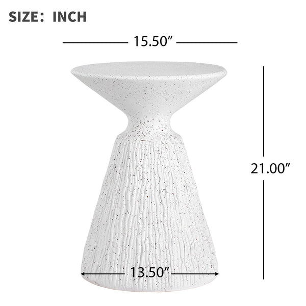 English Elm Outdoor Mgo Speckled Pedestal Side Table Retro Bohemian Accent for Patio or Living Room N765P382571W