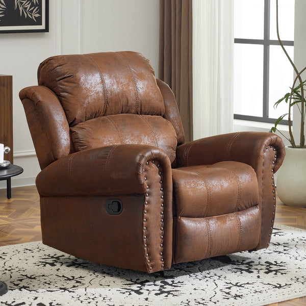 English Elm Christopher Knight Home® - 40.75" Wide Suede Manual Glider Recliner Chair with Rolled Arms, Microfiber Comfort & Infinite Positions Brown N763P264499D