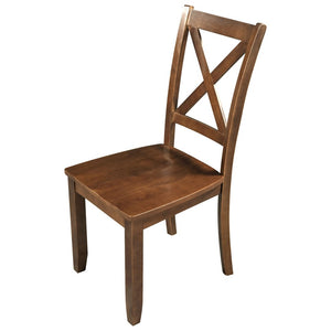 English Elm Topmax Drop Leaf Wood Breakfast Nook Table Set with X Back Chairs for Two Walnut N717S000164D