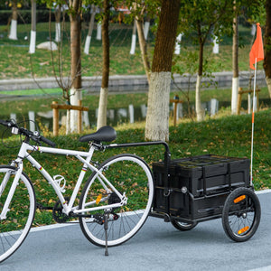 English Elm Aosom Folding Bike Cargo Trailer with Galvanized Base Removable Box and 16 Inch Wheels W2225P200590